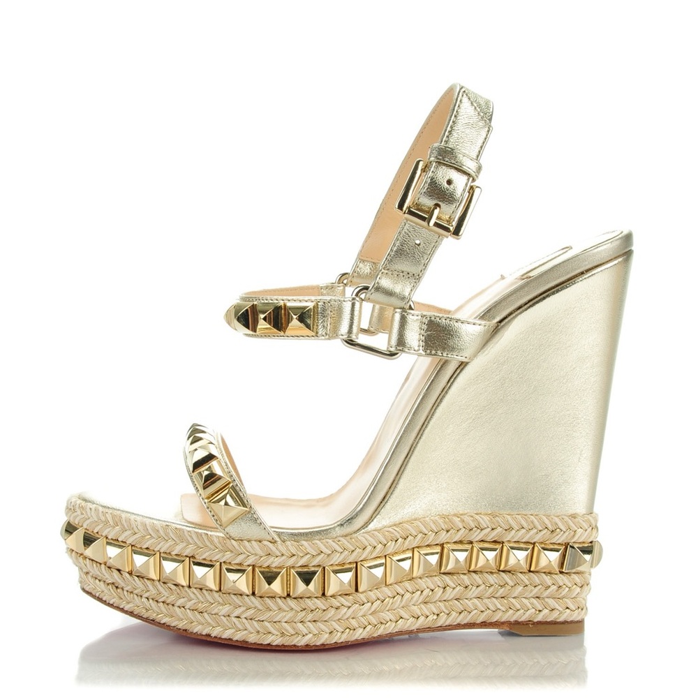 Christian Louboutin Metallic Gold Wedge Sandals
